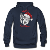 Wolf Merry Christmas Gildan Heavy Blend Adult Hoodie - navy