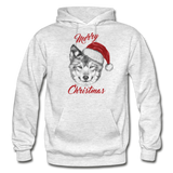 Wolf Merry Christmas Gildan Heavy Blend Adult Hoodie - light heather gray