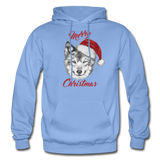 Wolf Merry Christmas Gildan Heavy Blend Adult Hoodie - carolina blue