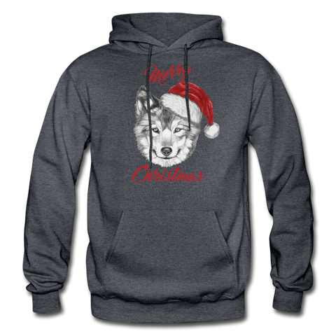 Wolf Merry Christmas Gildan Heavy Blend Adult Hoodie - charcoal gray