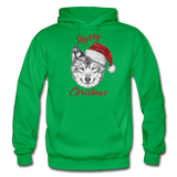 Wolf Merry Christmas Gildan Heavy Blend Adult Hoodie - kelly green