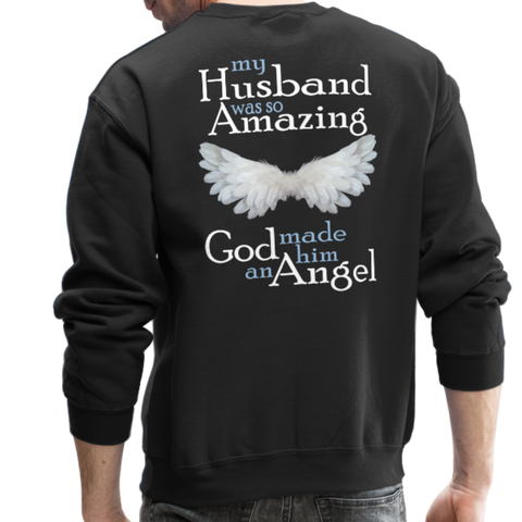 Husband Amazing Angel Crewneck Sweatshirt - black