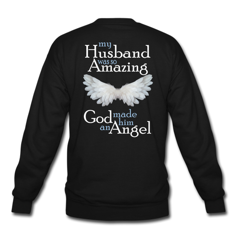 Husband Amazing Angel Crewneck Sweatshirt - black