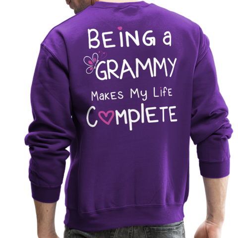 Being a Grammy Makes My Life Complete Crewneck Sweatshirt - purple