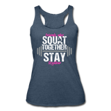 Friends Who Squat Together Stay Together omen’s Tri-Blend Racerback Tank - heather navy