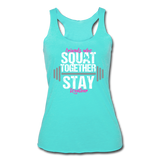 Friends Who Squat Together Stay Together omen’s Tri-Blend Racerback Tank - turquoise