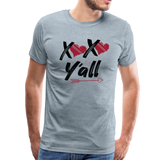 XOXO Y'all Valentines Day Men's Premium T-Shirt (CK1682U) - heather ice blue