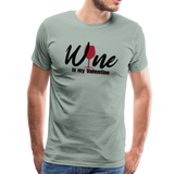 Wine is my Valentine Men's Premium T-Shirt (Ck1683U) - steel green