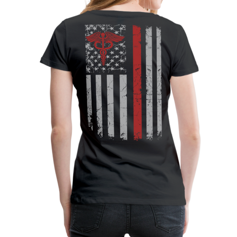 Nurse Flag Red Stripe Women’s Premium T-Shirt (CK1806) - black