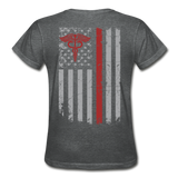 Nurse Flag Red Stethoscope Front Gildan Ultra Cotton Ladies T-Shirt - deep heather
