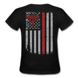 Nurse Flag Red Stethoscope Front Gildan Ultra Cotton Ladies T-Shirt - black