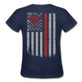 Nurse Flag Red Stethoscope Front Gildan Ultra Cotton Ladies T-Shirt - navy