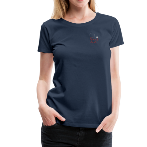 Nurse Flag Red with Stethoscope on front Women’s Premium T-Shirt - navy