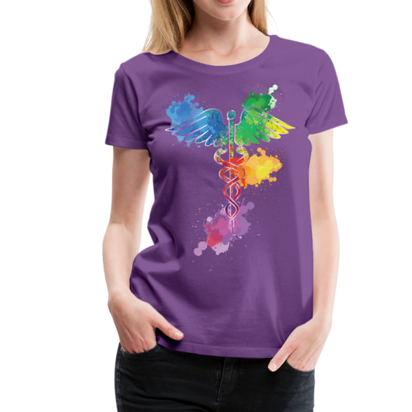 Nurse Caduceus Women’s Premium T-Shirt - purple
