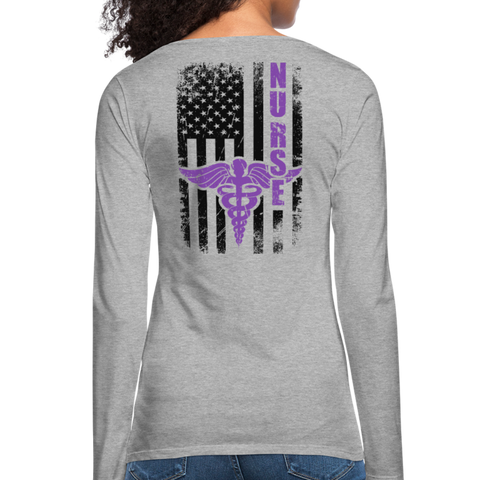 Nurse Flag Women's Premium Long Sleeve T-Shirt (CK1809) - heather gray