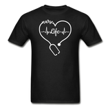 Nurse Life Heartbeat Stethoscope Heart Gildan Ultra Cotton Adult T-Shirt - black