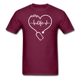 Nurse Life Heartbeat Stethoscope Heart Gildan Ultra Cotton Adult T-Shirt - burgundy