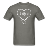 Nurse Life Heartbeat Stethoscope Heart Gildan Ultra Cotton Adult T-Shirt - charcoal