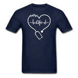 Nurse Life Heartbeat Stethoscope Heart Gildan Ultra Cotton Adult T-Shirt - navy