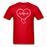 Nurse Life Heartbeat Stethoscope Heart Gildan Ultra Cotton Adult T-Shirt - red