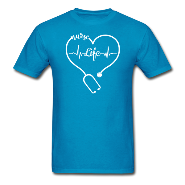 Nurse Life Heartbeat Stethoscope Heart Gildan Ultra Cotton Adult T-Shirt - turquoise