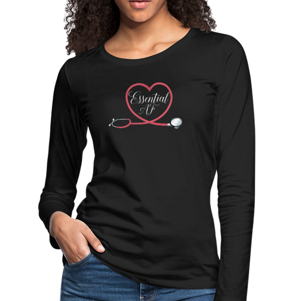 Nurse Shirt Essential AF Women's Premium Long Sleeve T-Shirt (CK1814) - black