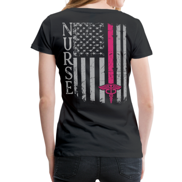 RN Nurse Flag American Nurse Shirt Women’s Premium T-Shirt (CK1816) - black