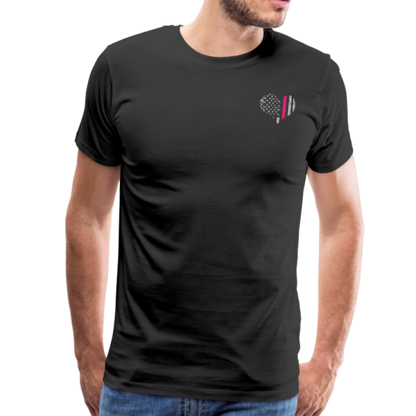 Nurse Flag Shirt - American Flag Heart Pink Strip on Front Men's Premium T-Shirt (CK1818) - black