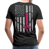 Nurse Flag Shirt - American Flag Heart Pink Strip on Front Men's Premium T-Shirt (CK1818) - black