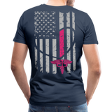 Nurse Flag Shirt - American Flag Heart Pink Strip on Front Men's Premium T-Shirt (CK1818) - navy