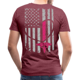 Nurse Flag Shirt - American Flag Heart Pink Strip on Front Men's Premium T-Shirt (CK1818) - heather burgundy