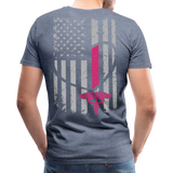 Nurse Flag Shirt - American Flag Heart Pink Strip on Front Men's Premium T-Shirt (CK1818) - heather blue