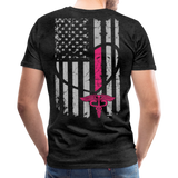 Nurse Flag Shirt - American Flag Heart Pink Strip on Front Men's Premium T-Shirt (CK1818) - charcoal gray