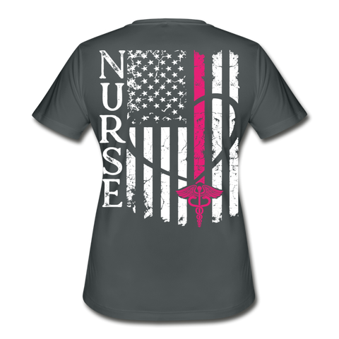 Nurse Flag Women's Moisture Wicking Performance T-Shirt - charcoal