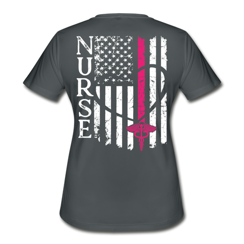 Nurse Flag Women's Moisture Wicking Performance T-Shirt - charcoal