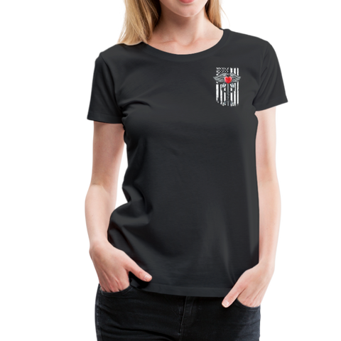 Nurse Flag Caduceus Stethoscope Heart Women’s Premium T-Shirt (CK1821) - black