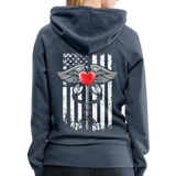 Nurse Flag Caduceus Stethoscope Heart Women’s Premium Hoodie (CK1822) - heather denim