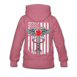 Nurse Flag Caduceus Stethoscope Heart Women’s Premium Hoodie (CK1822) - mauve