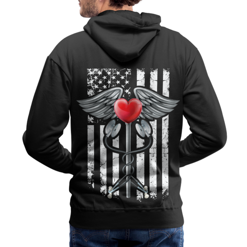 Nurse Flag Caduceus Stethoscope Heart Men’s Premium Hoodie (CK1822) - black