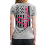 Critical Care Nurse Women’s Premium T-Shirt Back Print - heather gray