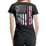 Nurse Flag Back Caduceus Front Women’s Premium T-Shirt (CK1824) - black