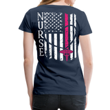 Nurse Flag Back Caduceus Front Women’s Premium T-Shirt (CK1824) - navy