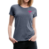 Nurse Flag Back Caduceus Front Women’s Premium T-Shirt (CK1824) - heather blue