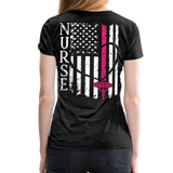Nurse Flag Back Caduceus Front Women’s Premium T-Shirt (CK1824) - charcoal gray