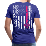 Nurse Flag Back Caduceus Front Men's Premium T-Shirt (CK1824) - royal blue