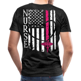 Nurse Flag Back Caduceus Front Men's Premium T-Shirt (CK1824) - charcoal gray