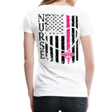 Nurse Flag Back Caduceus Front Women’s Premium T-Shirt (CK1824) - white