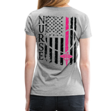 Nurse Flag Back Caduceus Front Women’s Premium T-Shirt (CK1824) - heather gray