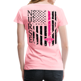 Nurse Flag Back Caduceus Front Women’s Premium T-Shirt (CK1824) - pink