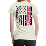 Nurse Flag Back Caduceus Front Women’s Premium T-Shirt (CK1824) - heather oatmeal